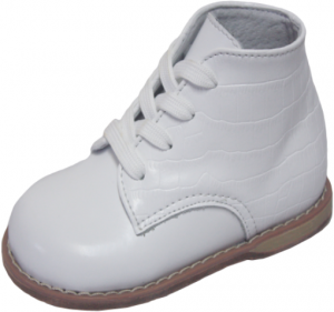 LEATHER BABY WALKING SHOES EE WIDTH 0441502 WHITE CROCO